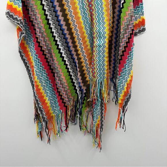 Missoni Multicolor Rainbow Chevron Fringe Pullover Poncho One Size NEW - Picture 5 of 10
